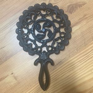 Vintage cast iron trivet Tulip hex sign water Pennsylvania Dutch
